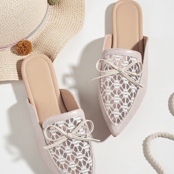 

Bow Decor Loafer Mules, Pink