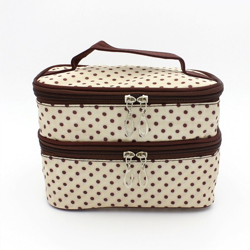 

Polka Dot Double-layer Makeup Bag, Beige