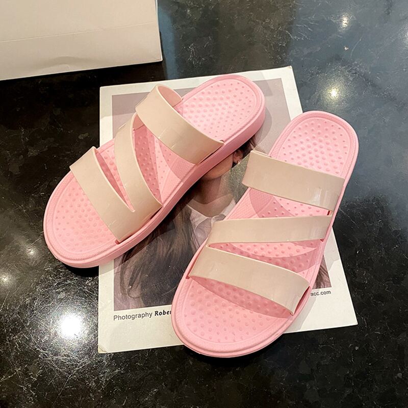 

Open Toe Strappy Slides, Pink