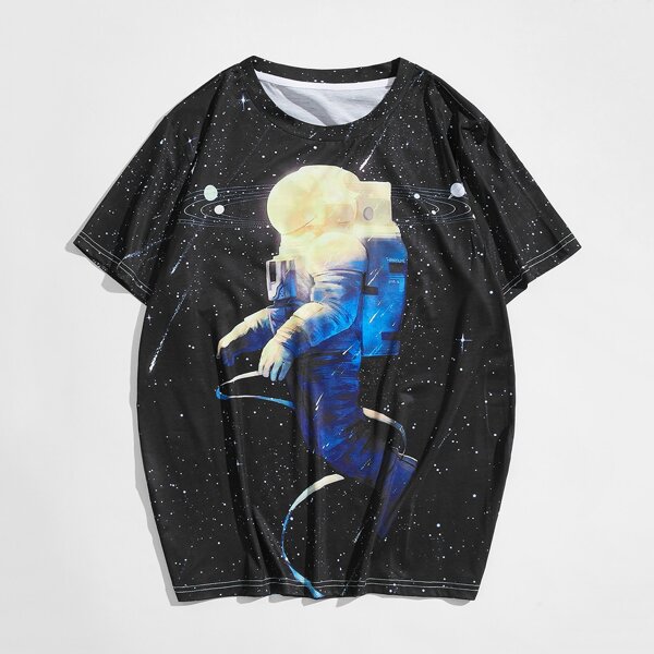 

Мужская футболка Astronaut and Galaxy, Чёрный