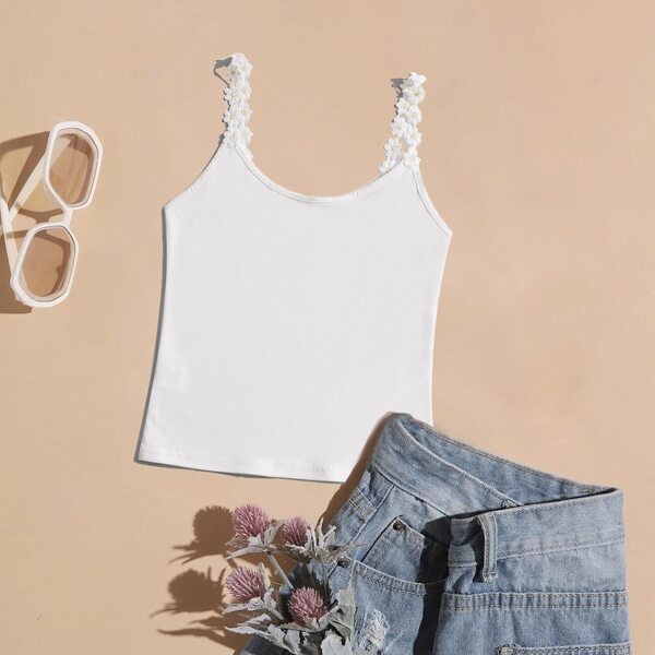 

Applique Cami Top, White