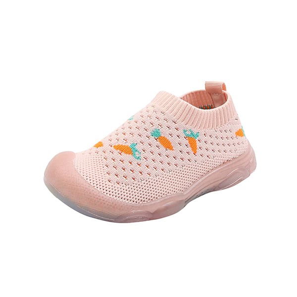 

Toddler Girls Carrot Pattern Knit Running Shoes, Baby pink
