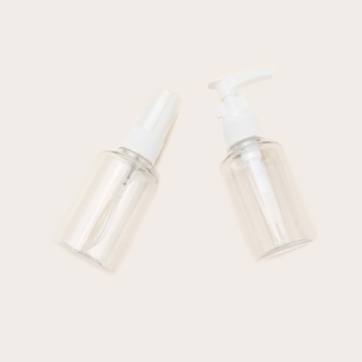 

2pcs Clear Travel Bottle Set, White