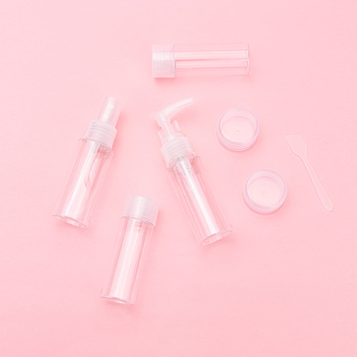 

7pcs Clear Travel Bottle Set, White