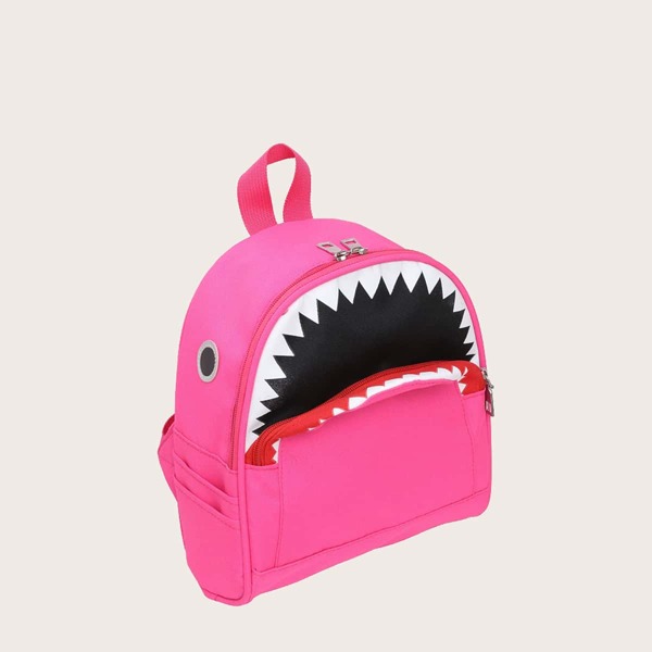 

Girls Cartoon Shark Design Backpack, Pink