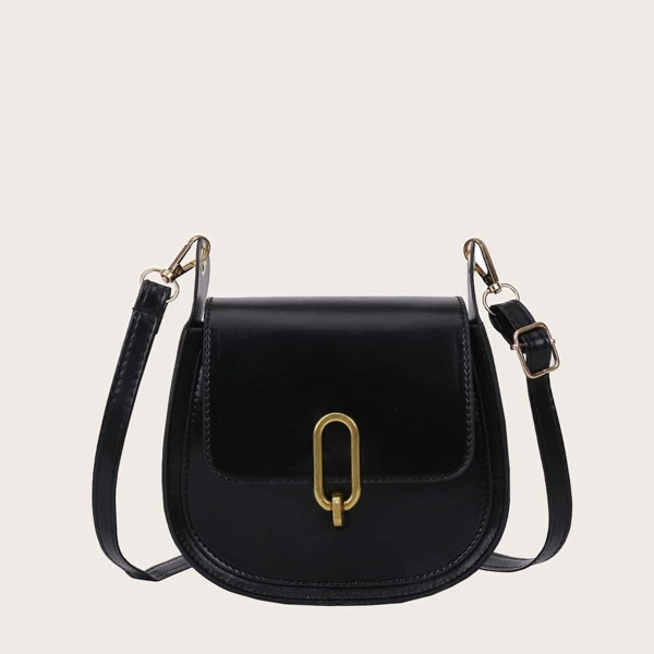 

Metal Decor Saddle Bag, Black
