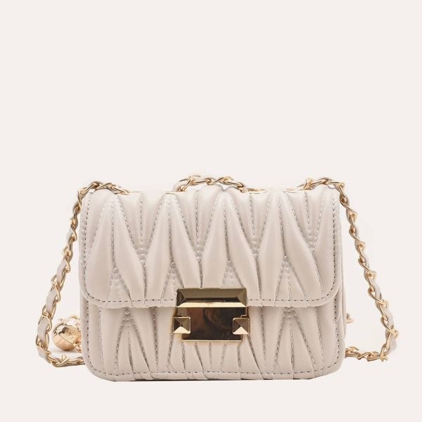 

Mini Stitch Detail Chain Shoulder Bag, Beige