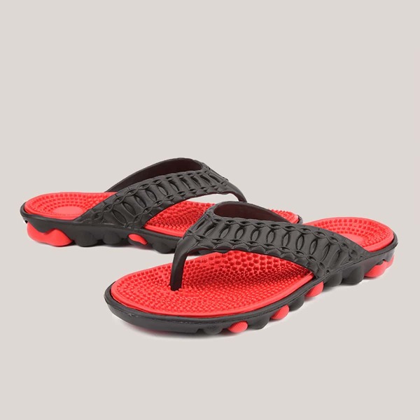 

Men Textured Two Tone Flip Flops, Red