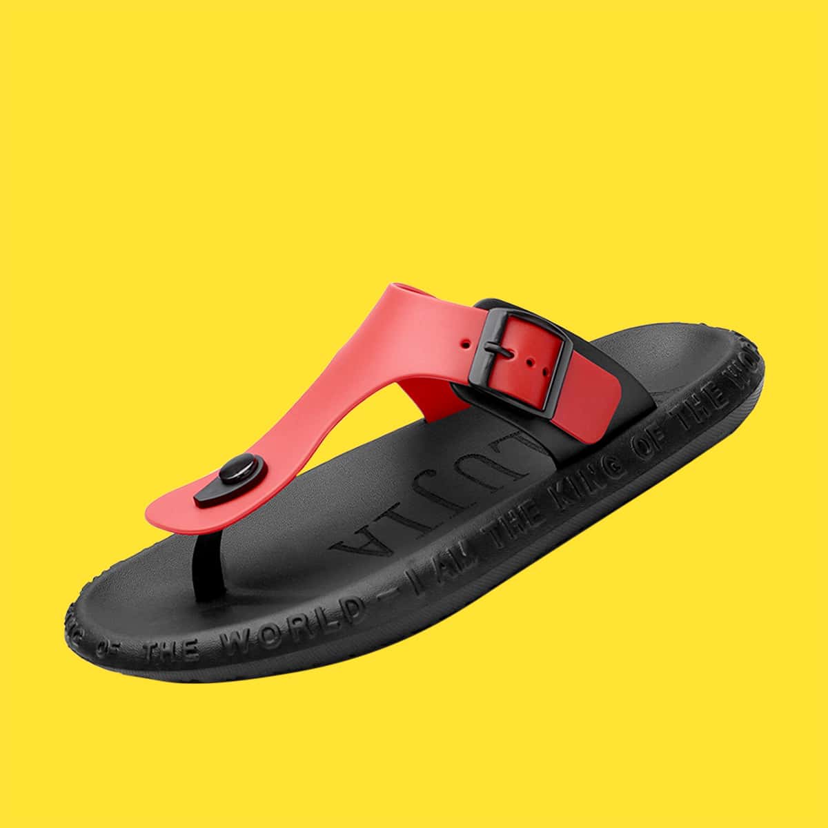 

Guys Buckle Decor Flip Flops, Red