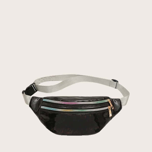 

Kids Double Zipper Front Fanny Pack, Black