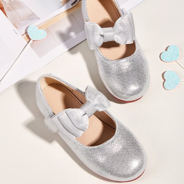 

Toddler Girls Metallic Bow Decor Flats, Silver