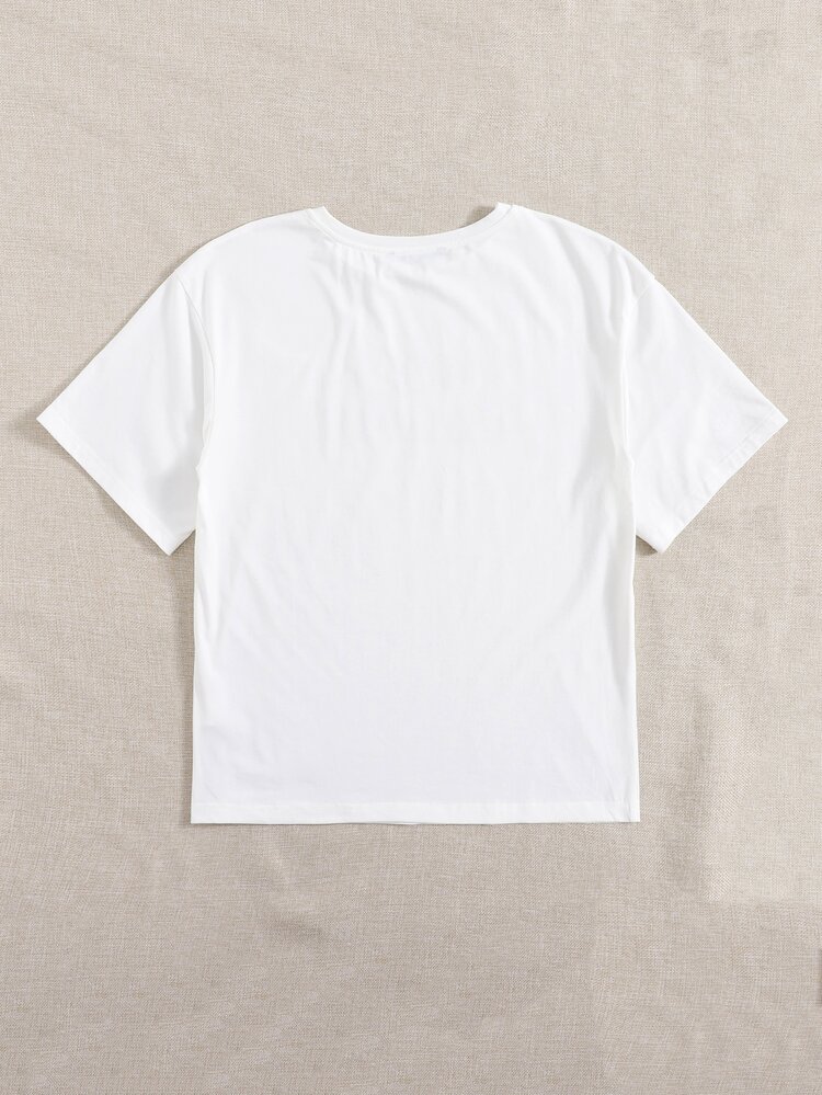 SHEIN Slogan Graphic Print Tee - White - View 2