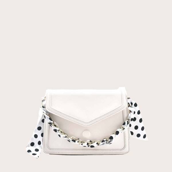 

Twilly Scarf Decor Crossbody Bag, White