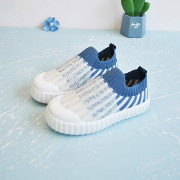 

Toddler Boys Striped Slip On Knit Sneakers, Blue