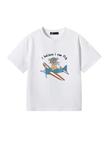 Boys Cartoon & Slogan Graphic Tee - White - View 1