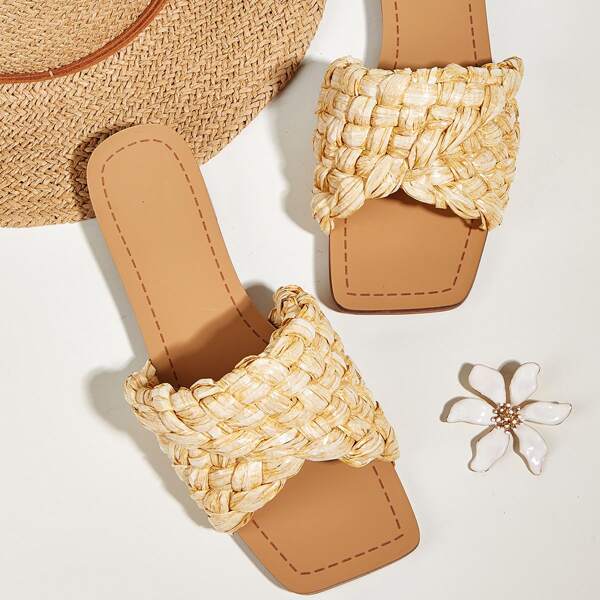 

Braided Slide Sandals, Apricot