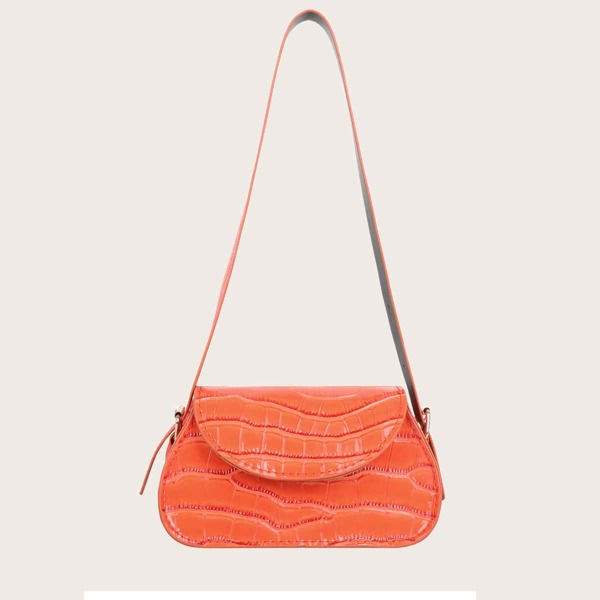 

Croc Embossed Flap Shoulder Bag, Orange