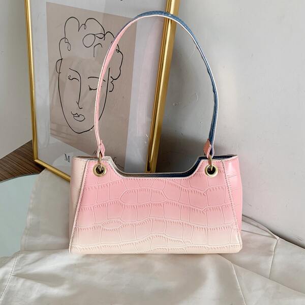 

Ombre Croc Embossed Shoulder Bag, Multicolor