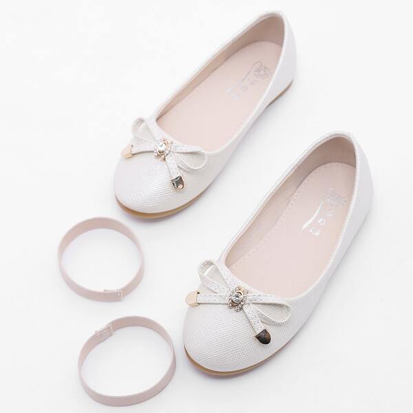 

Toddler Girls Bow Decor Flats, White