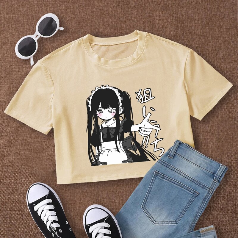 

Figure Graphic Crop Tee, Beige