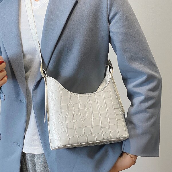 

Croc Embossed Crossbody Bag, White