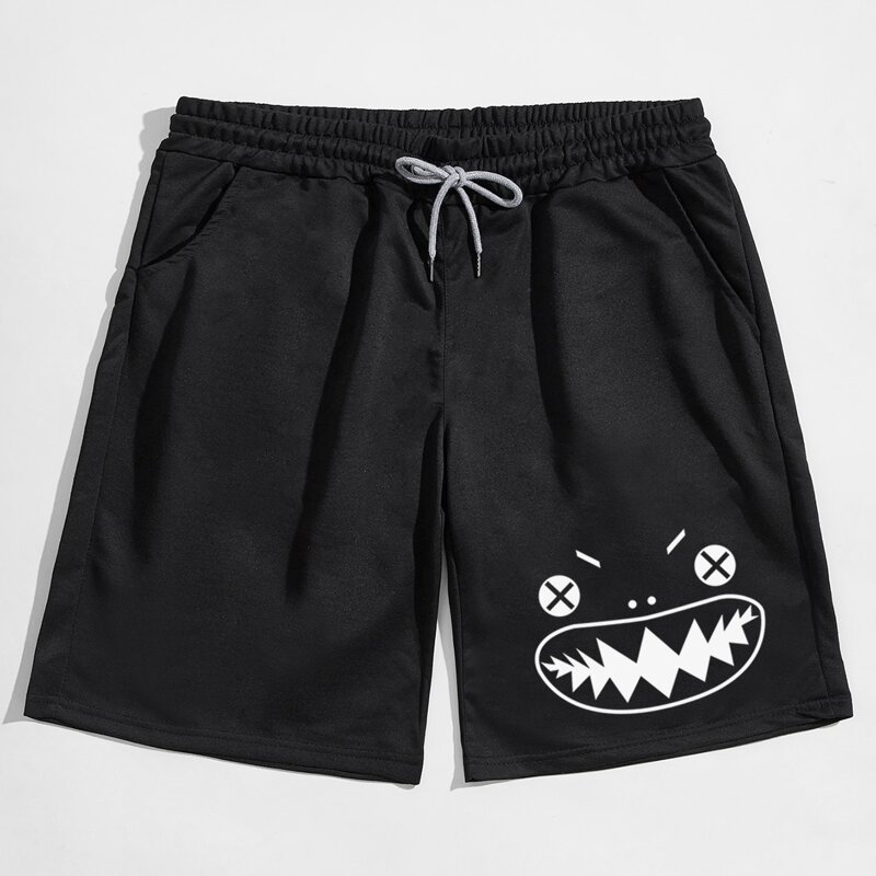 

Guys Cartoon Graphic Drawstring Shorts, Black