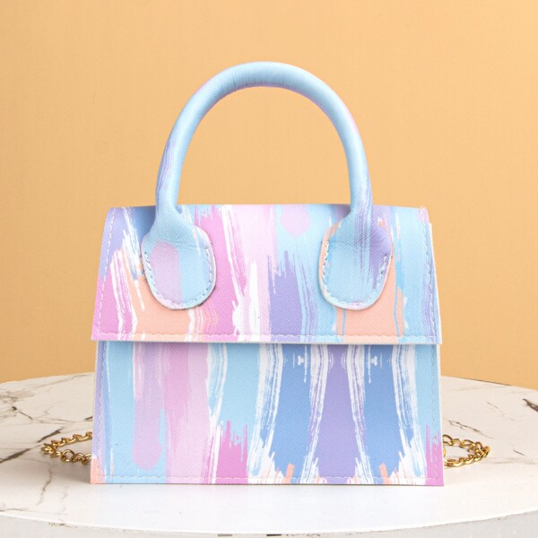 

Color Block Flap Chain Bag, Multicolor
