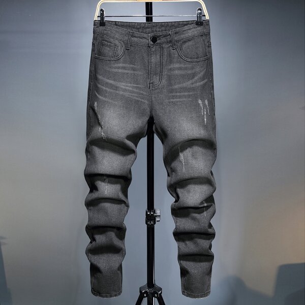 

Man Cat Whiskers Solid Skinny Jeans, Dark grey