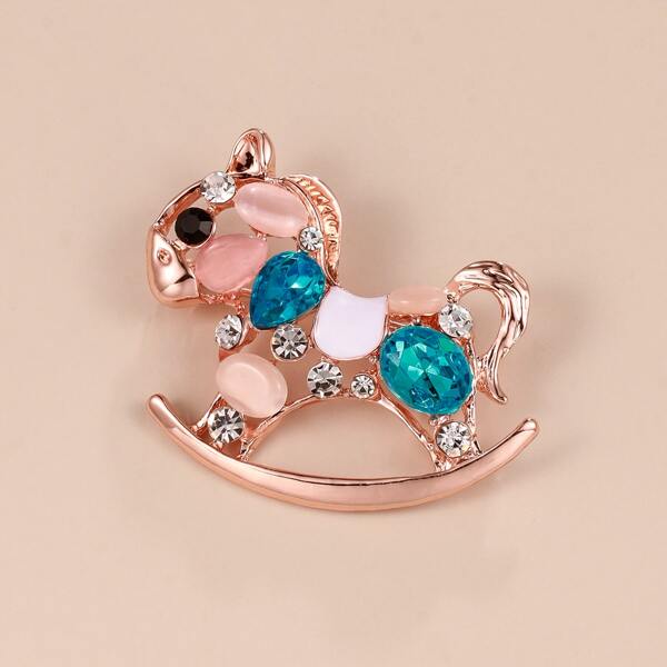 

Rhinestone Unicorn Design Brooch, Multicolor