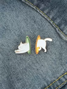 時尚流行男士合金卡通動物印花可拆卸胸針，適合珠寶禮物和時尚外觀 - 彩色 - 查看 1