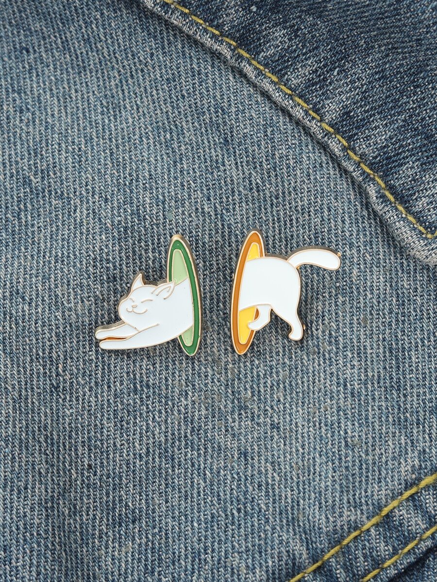 時尚流行男士合金卡通動物印花可拆卸胸針，適合珠寶禮物和時尚外觀 - 彩色 - 查看 1