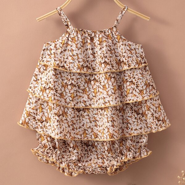 

Baby Girl Allover Print Layered Cami Top & Shorts, Multicolor