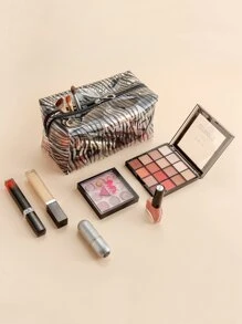 1pc Zebra Print Transparent Waterproof Makeup Bag For Women Girls - Clear - View 2