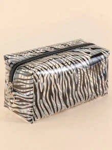 1pc Zebra Print Transparent Waterproof Makeup Bag For Women Girls - Clear - View 3