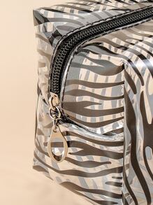 1pc Zebra Print Transparent Waterproof Makeup Bag For Women Girls - Clear - View 4