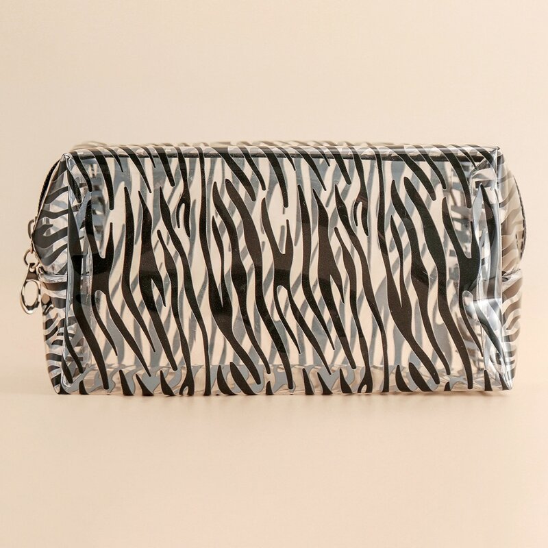 

Zebra Striped Clear Square Makeup Bag