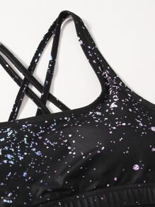 Easithlete 3入組飛濺繪畫運動胸罩和背心上衣和緊身褲