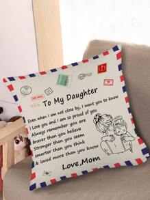 Slogan Graphic Cushion Cover, Polyester Throw Pillow Case For Sofa, Pillow Insert Not Include - Multicolor - View 2