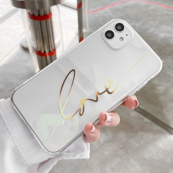 

Прозрачный чехол для iPhone с текстовым узором 1шт