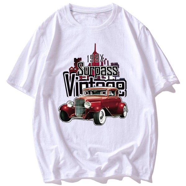 

Men Car & Letter Graphic Tee, White