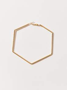 Geo Design Hoop Earrings - Yellow Gold - View 4