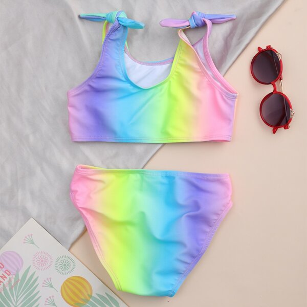 

Toddler Girls Ombre Tie Shoulder Bikini Swimsuit, Multicolor