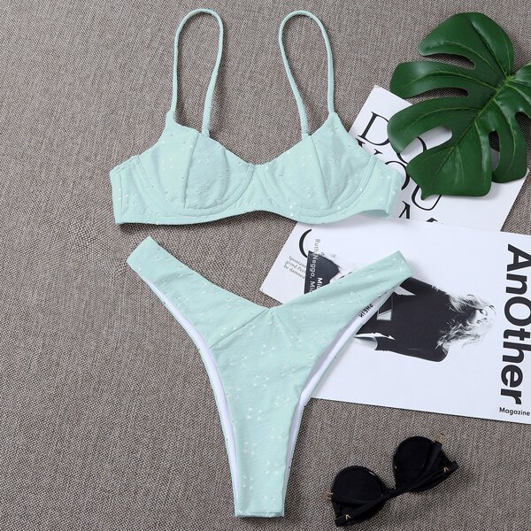 

Schiffy Underwire High Cut Bikini Swimsuit, Mint green