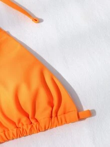 環鏈微三角丁字褲比基尼套裝 - 橘色 - 查看 4