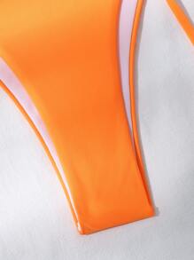 環鏈微三角丁字褲比基尼套裝 - 橘色 - 查看 5