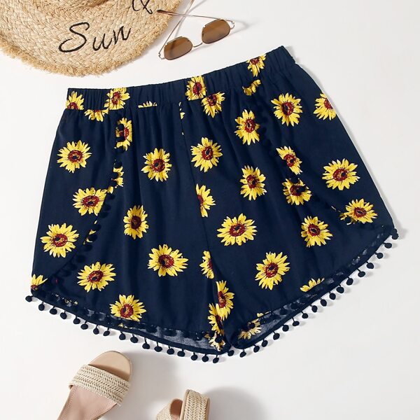 

Plus Sunflower Pom Pom Shorts, Navy blue