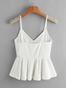 Soleia Top de tirantes bajo con fruncido tejido de canalé
