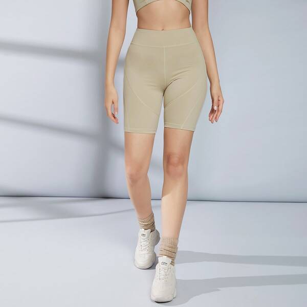 

Seam Front Sports Biker Shorts, Khaki