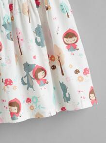 小女童卡通圖案娃娃裙 - 白色 - 查看 4