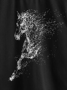SHEIN Boys Horse Print Tee - Black - View 3